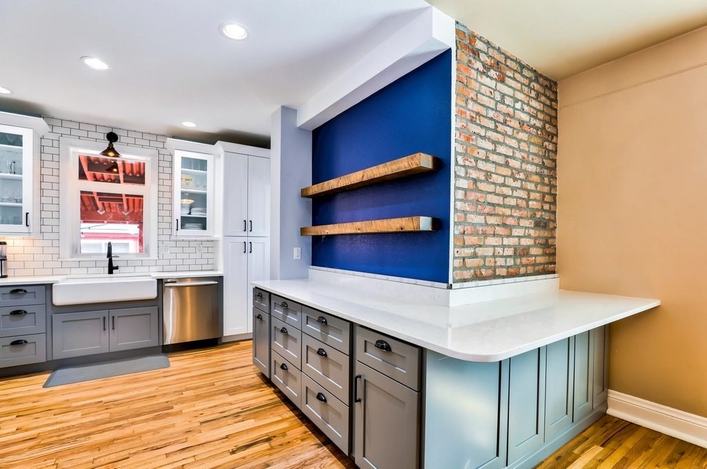 Remodeled kitchen with painted cabinets